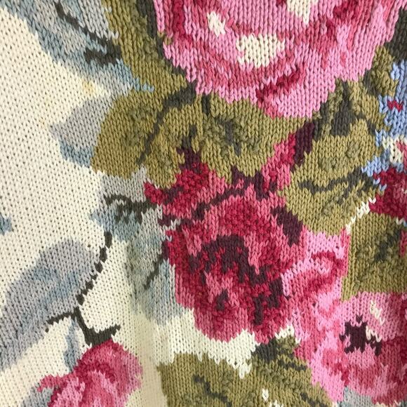 Vintage Cambridge Sweater Women L Y2K Cottage Core Floral Granny Irish 90's Rose - Picture 3 of 7